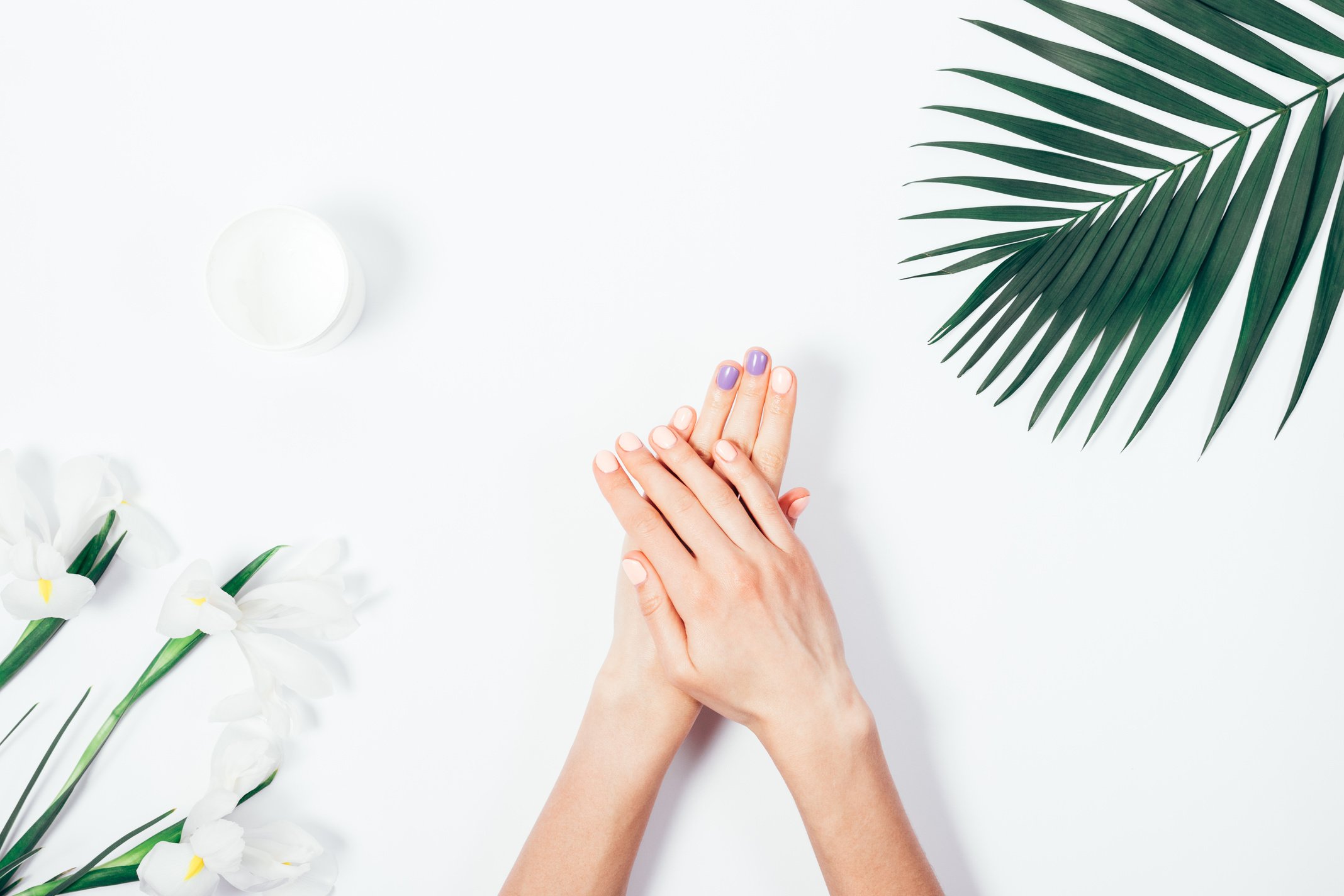 Top View Woman Putting Nutritious Cream